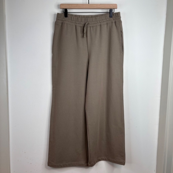 Peruvian Connection Avery Cropped Pants M Wide Leg Pull On Olive Boho Minimalist - Picture 3 of 13